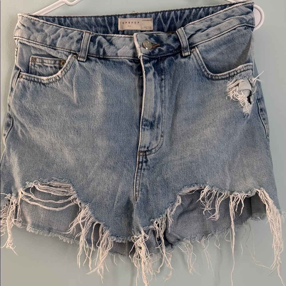 Topshop Distressed Denim Shorts
